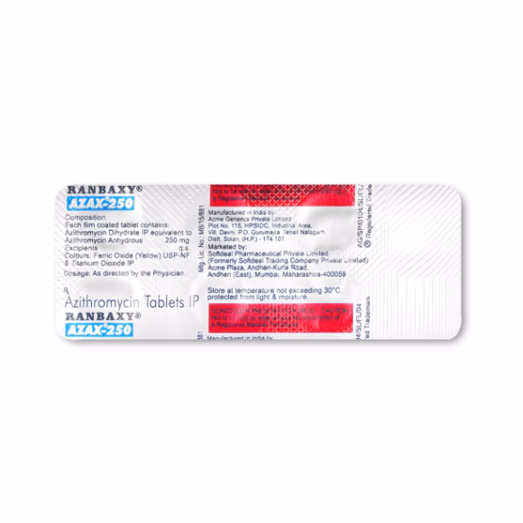 Azax 250 Mg 3 Buy Azax 250mg online | Azithromycin tablets for bacterial infections