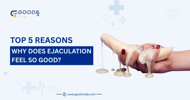 Medical illustration explaining why ejaculation feels good, including dopamine release, orgasm, brain reward system, hormones, and male sexual health.