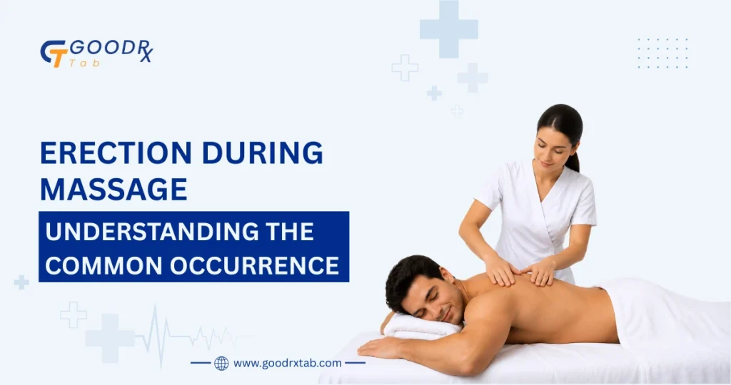 Professional therapeutic massage session illustrating that an erection during massage can be a normal physiological response, with a respectful, non-explicit healthcare setting focused on male wellness and anatomy education