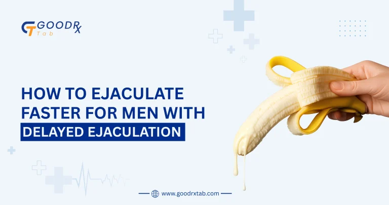 Professional medical illustration showing a man discussing delayed ejaculation and sexual health concerns with a healthcare professional, highlighting treatment options, communication, and men's sexual wellness.