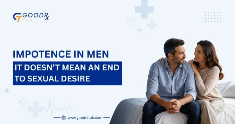 Medical illustration showing a supportive couple with a confident man, representing that impotence does not eliminate sexual desire and highlighting intimacy, emotional connection, men's sexual health, and erectile dysfunction awareness.