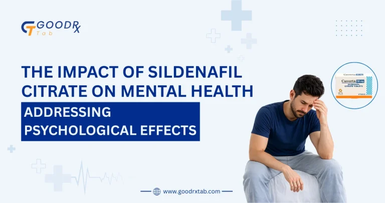 Illustration showing a man experiencing emotional stress and anxiety while learning about the psychological effects of Sildenafil Citrate, highlighting mental health, confidence, erectile dysfunction treatment, and emotional well-being.
