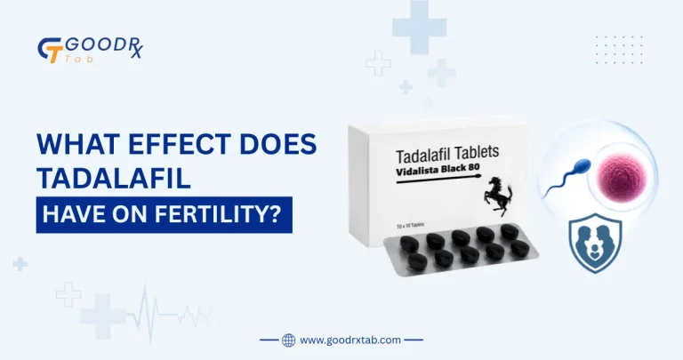 Medical illustration showing a man and woman discussing fertility with healthcare symbols and Tadalafil tablets, representing the potential effects of Tadalafil on male fertility, reproductive health, and family planning.